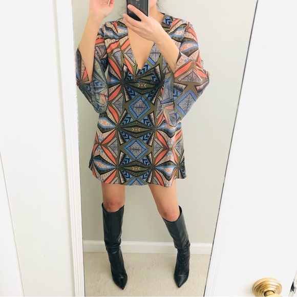 Maac London Moat 70's Boho Hippies style bold graphic print dress or tunic top - Picture 3 of 17